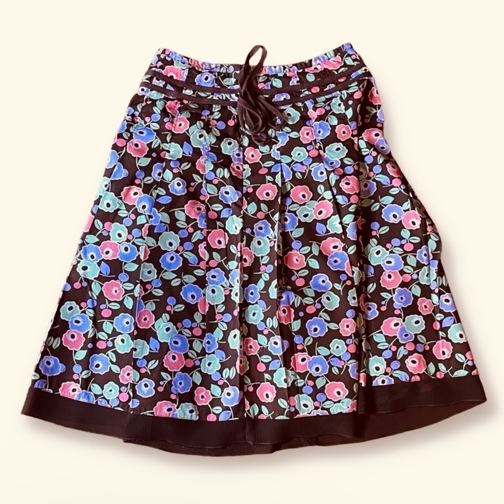 Vintage Y2K Harold’s Pink/Brown Floral Pleated Skirt - Size 2